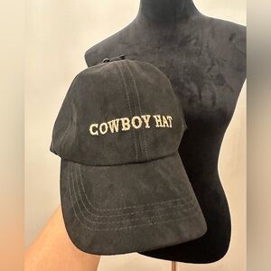NWT David & Young Cowboy Hat Cap, Suede, Black, One Size Fits All